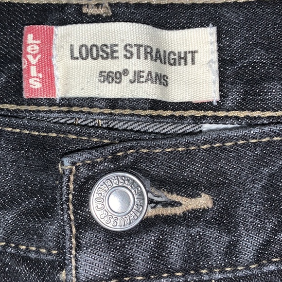 Vintage Y2K LEVI’S 569 Loose fit Wide-leg black Jean’s 31 relaxed fit boyfriend - Picture 7 of 13